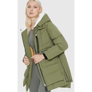OROLAY Womens Large Olive Green Warm Insulated Jacket Puffer Ski Parka Coat